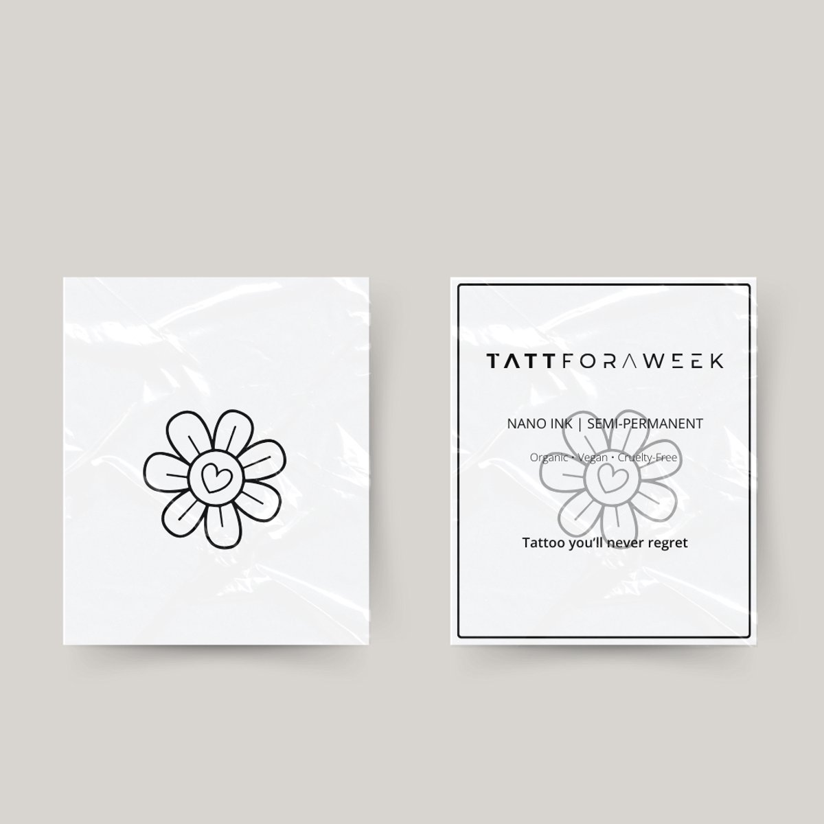 Tijdelijke tattoo madeliefje hart | Neptattoo volwassenen | Tijdelijke tattoo voor volwassenen | Temporary tattoo | Plaktattoos voor volwassenen | Neptattoos | Probeer zorgeloos een tattoo | tattforaweek